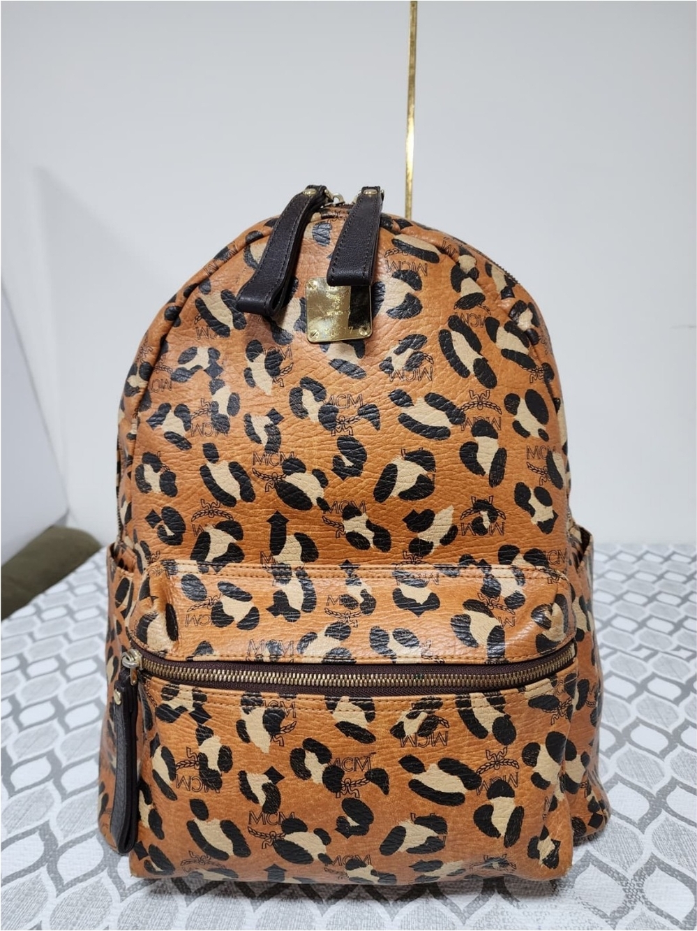MCM Leopard Print Backpack Brown/Black